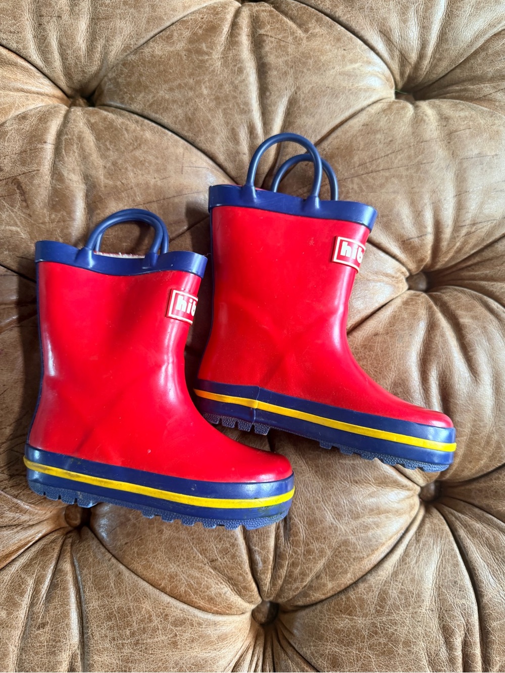 Toddler Kids Red Rubber Rain Boots Size 6 | Waterproof Pull-On Rain Boots
